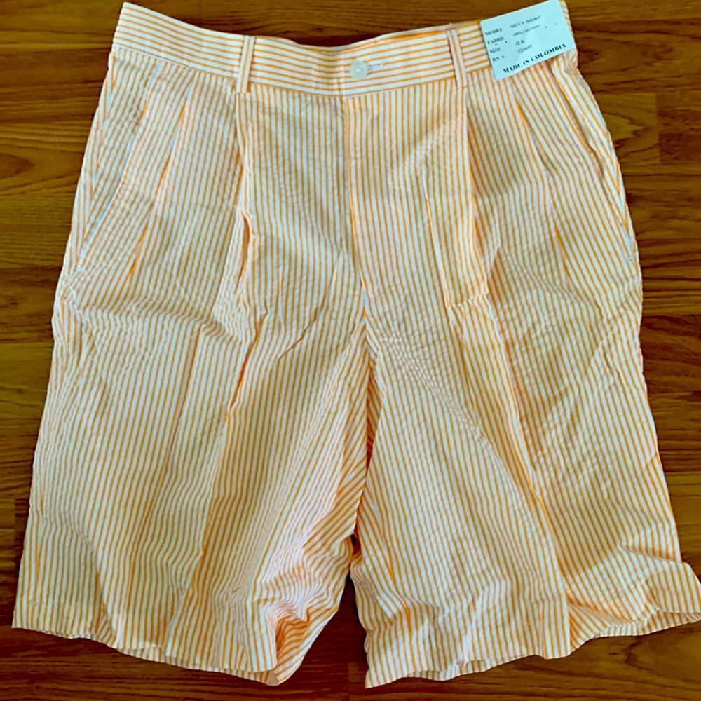 Orange Seersucker Shorts